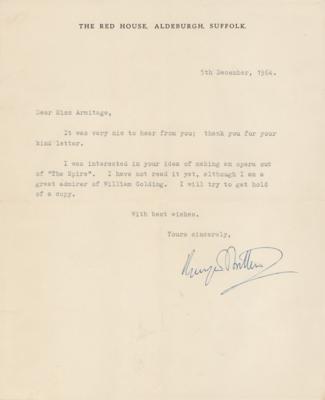 Lot #526 Benjamin Britten Typed Letter Signed