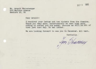 Lot #561 Igor Stravinsky Typed Letter Signed - Image 1