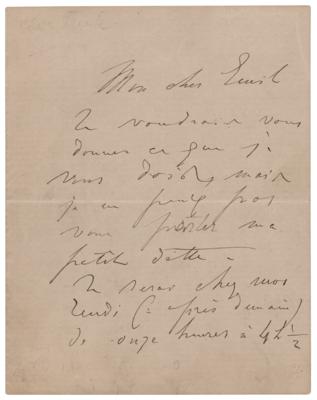 Lot #530 Cesar Franck Autograph Letter Signed