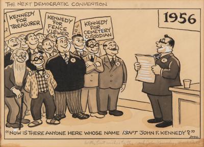 Lot #121 John F. Kennedy's Original Political Cartoon by Frank Dahl - 'The Next Democratic Convention' - From the Kennedy Estate - Image 1