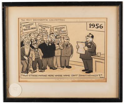 Lot #121 John F. Kennedy's Original Political Cartoon by Frank Dahl - 'The Next Democratic Convention' - From the Kennedy Estate - Image 2