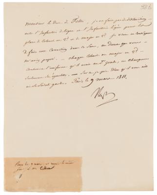 Lot #311 Napoleon Letter Signed to Minister of War on Military Uniforms: "Each lieutenant colonel or deputy major will keep the uniform they had at their previous rank, only changing the epaulettes" - Image 1