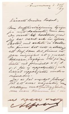 Lot #199 Alfred Nobel Autograph Letter Signed: "I'm too much of a philosopher" - Image 1