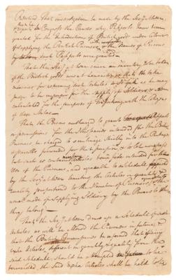 Lot #150 Arthur Middleton Extremely Rare Handwritten Revolutionary War-Era Congressional Resolution on Maintenance of Prisoners of War - Image 1