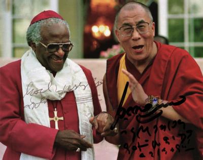 Lot #229 Dalai Lama and Desmond Tutu Signed Photograph - Image 1