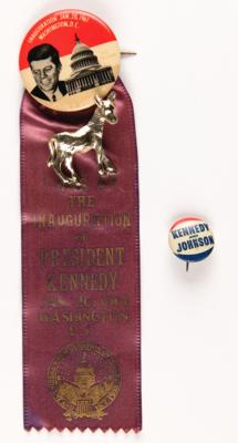 Lot #37 John F. Kennedy Presidential Inauguration Archive: 'No Parking' Street Sign, Parade Ticket Stub, Deluxe Program, Pins, and Bumper Sticker - Image 3