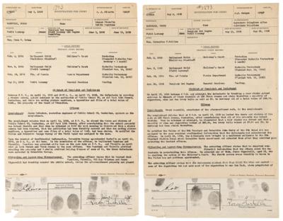 Lot #755 Rocky Graziano Prison Archive: (45+) Documents with (8) Early Autographs ("Rocco Barbella"), Mug Shot, Fingerprint Cards, and Police Records - Image 7