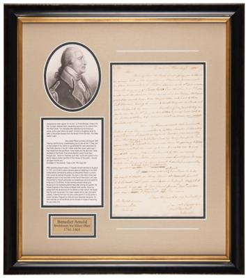 Lot #308 Benedict Arnold Autograph Letter Signed to Prime Minister Pitt - From the Collection of William Randolph Hearst - Image 1