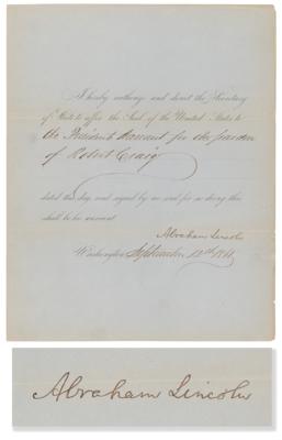 Lot #6 Abraham Lincoln Document Signed as