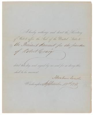 Lot #6 Abraham Lincoln Document Signed as President, Pardoning a Mutiny Leader - Image 2