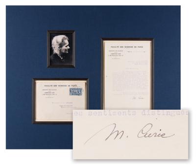 Lot #803 Marie Curie Typed Letter Signed from the Radium Institute - offering her condolences on the passing of a radiochemistry pioneer - Image 1