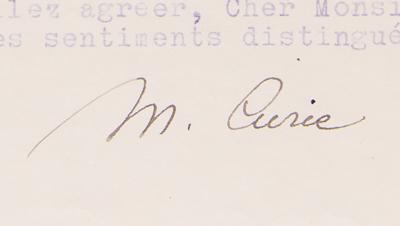 Lot #803 Marie Curie Typed Letter Signed from the Radium Institute - offering her condolences on the passing of a radiochemistry pioneer - Image 4