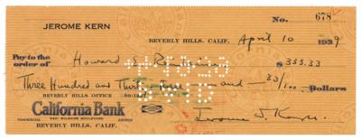 Lot #7193 Jerome Kern Signed Check