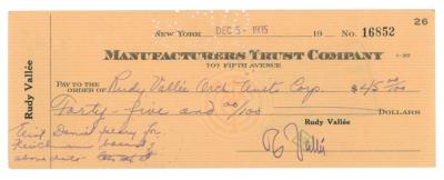 Lot #7204 Rudy Vallee Script and Signed Check - Image 1