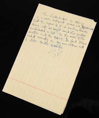 Lot #7023 George Harrison Autograph Note Signed on His Rickenbacker 12-String Guitar: "Along with its bright sound this guitar contributed a lot to the music of The Beatles" - Image 1