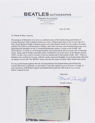 Lot #7023 George Harrison Autograph Note Signed on His Rickenbacker 12-String Guitar: "Along with its bright sound this guitar contributed a lot to the music of The Beatles" - Image 7