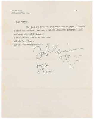 Lot #7015 John Lennon Signed Typed Letter and Signed Questionnaire to a Patient at the New York Psychiatric Institute - "Nothing is seperate from everything (or anything)” - Image 2