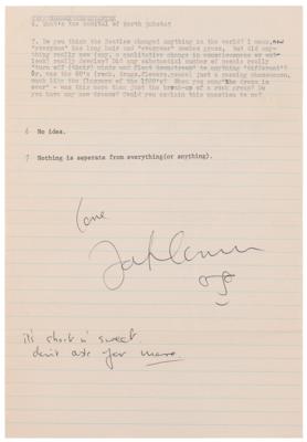 Lot #7015 John Lennon Signed Typed Letter and Signed Questionnaire to a Patient at the New York Psychiatric Institute - "Nothing is seperate from everything (or anything)” - Image 6