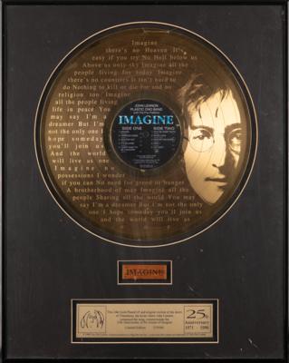 Lot #7013 John Lennon 25th Anniversary 'Imagine' Gold Record with Tittenhurst Door Relic - From the Collection of Photographer Barry Feinstein - Image 1