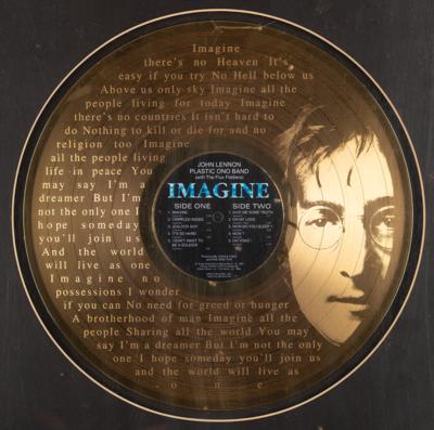 Lot #7013 John Lennon 25th Anniversary 'Imagine' Gold Record with Tittenhurst Door Relic - From the Collection of Photographer Barry Feinstein - Image 2