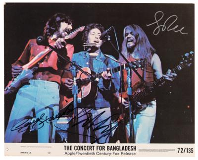 Lot #7242 The Concert For Bangladesh: George Harrison, Bob Dylan, and Leon Russell Signed Mini Lobby Card - Image 1