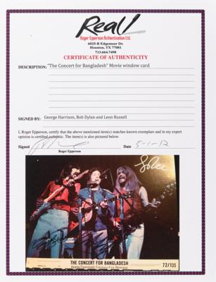 Lot #7242 The Concert For Bangladesh: George Harrison, Bob Dylan, and Leon Russell Signed Mini Lobby Card - Image 2