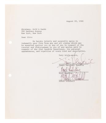 Lot #7112 Jimi Hendrix Experience Document Signed the Day Before the 1968 New York Rock Festival - Image 2