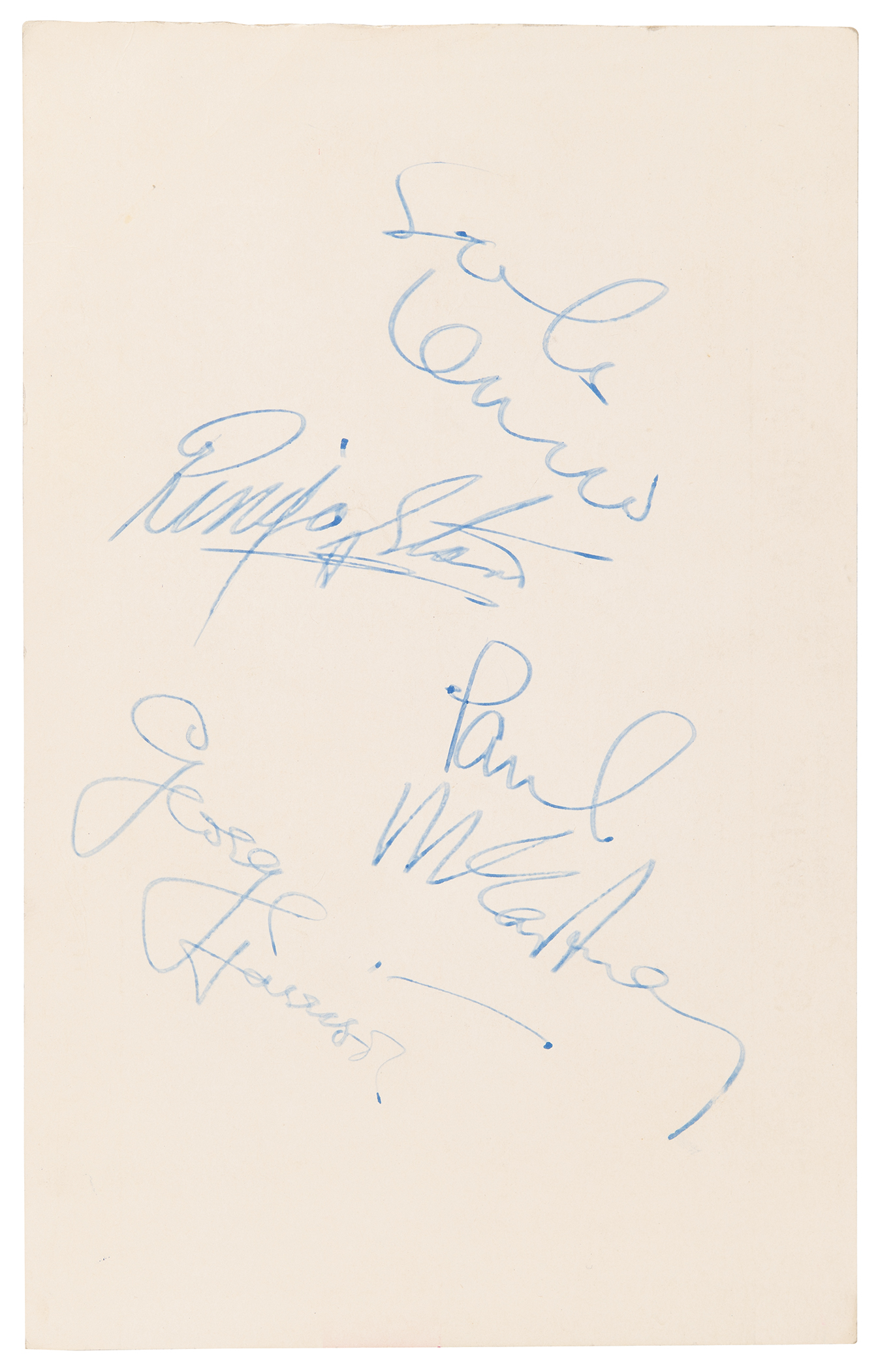 Lot #7003 Beatles Signed 'A Hard Day's Night' Royal World Premiere Ticket - The Only Known Band-Signed Example - Image 2