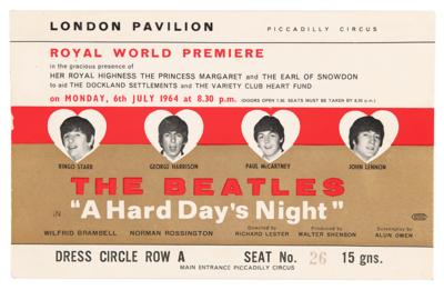 Lot #7003 Beatles Signed 'A Hard Day's Night' Royal World Premiere Ticket - The Only Known Band-Signed Example - Image 3