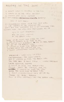 Lot #7311 Sex Pistols: Johnny Rotten Original Handwritten Lyrics for 'Holidays in the Sun’ and ‘Submission,' Classic Tracks from Never Mind the Bollocks, Here's the Sex Pistols - Image 2