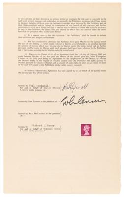 Lot #7014 John Lennon and Neil Aspinall Signed Royalties Contract for 'Cry Baby Cry' - Image 1