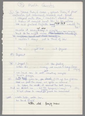 Lot #7317 Genesis: Phil Collins Handwritten Lyrics