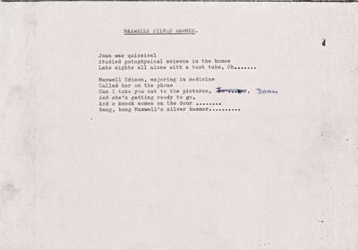 Lot #7069 Mal Evans Annotated and Studio-Used Lyric Sheet for the Beatles Song 'Maxwell’s Silver Hammer' - Image 1