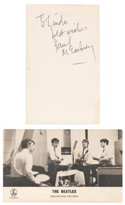 Lot #7036 Paul McCartney Signed 1963 Parlophone Promo Card - The First to Show New Drummer Ringo Starr - Image 1