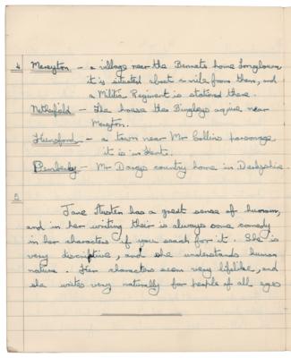 Lot #7114 Mitch Mitchell's English Class Notebook with (26) Handwritten Pages on Pride and Prejudice - Image 4