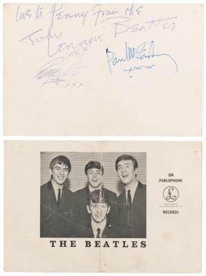 Lot #7017 John Lennon, Paul McCartney, and Ringo Starr Signed 1963 Parlophone Records Promotional Card (Large Format) - Image 1