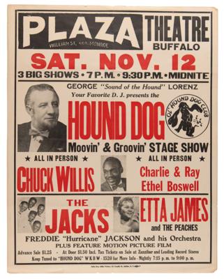 Lot #7192 Etta James 1955 Concert Poster - Hound Dog Moovin' & Groovin' Stage Show (Buffalo, NY) - Image 1