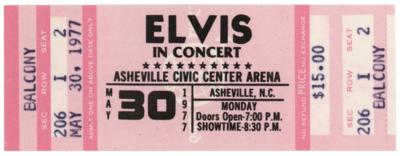 Lot #7207 Elvis Presley 1977 Asheville Civic Center Arena Concert Ticket (Canceled Show) - Image 1