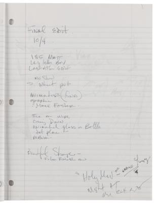 Lot #7405 Prince Production Notebook with Handwritten Song Lyrics and Titles from Circa 1997-1998 - Image 9