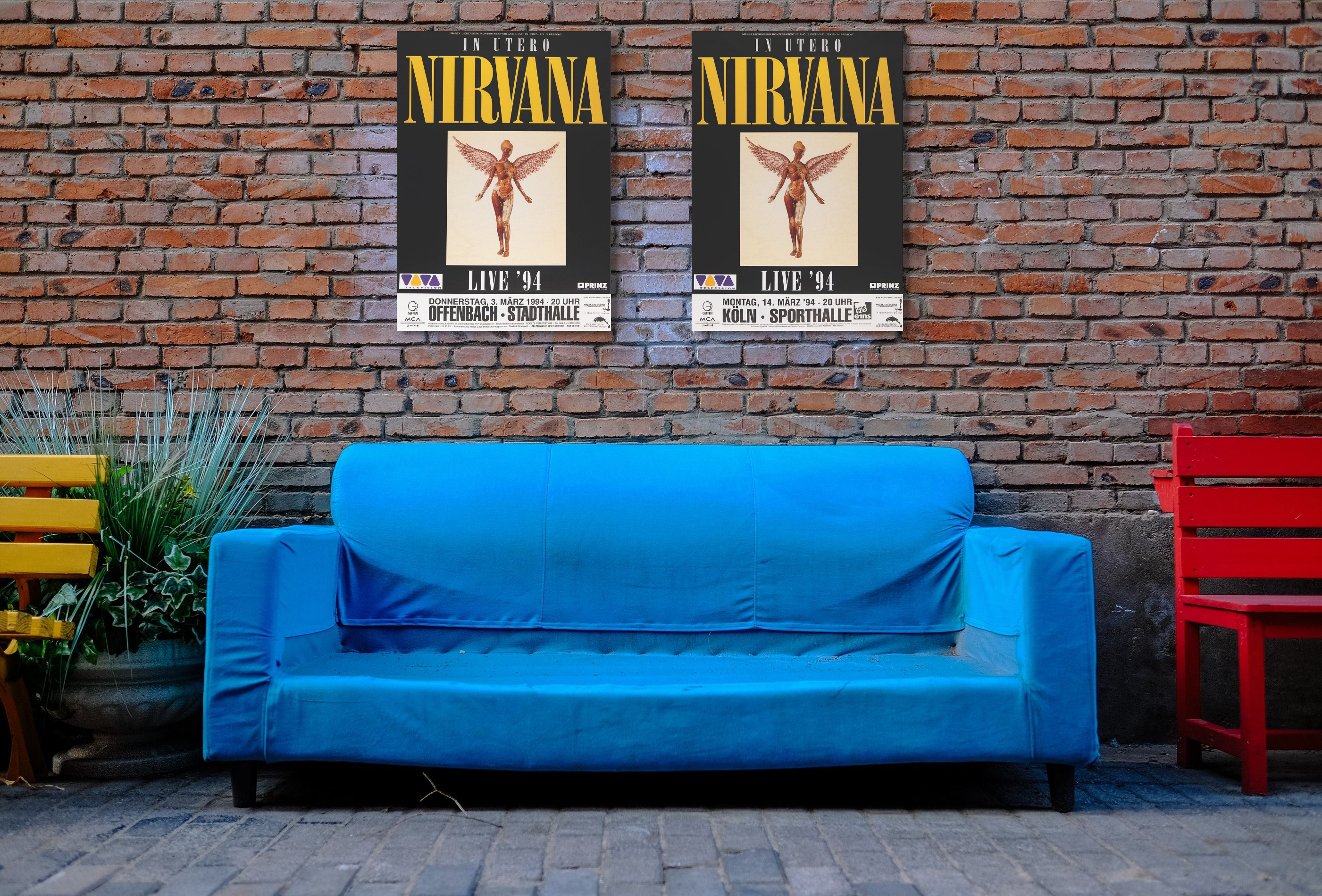 Lot #7436 Nirvana 1994 In Utero Tour Concert Posters (2) - Offenbach Stadthalle and Cologne Sporthalle (Canceled Shows) - Image 2