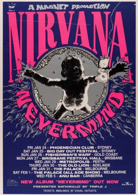 Lot #7432 Nirvana 1992 Australian 'Nevermind' Tour Poster - Image 1