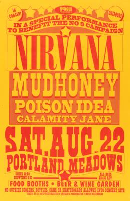 Lot #7442 Nirvana 1992 Portland Meadows Gay Rights Benefit Concert Poster - Image 1