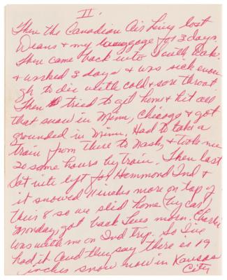 Lot #7214 Patsy Cline Autograph Letter Signed on Her New Record and Touring with Johnny Cash, George Jones, Carl Perkins: "Should really be a wet tour with all these drinking nuts" - Image 2