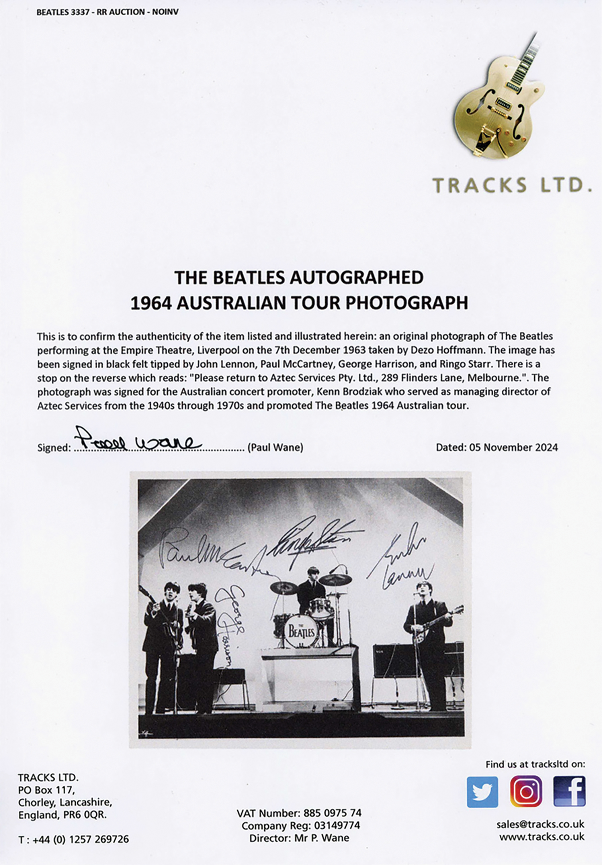 Lot #7008 Beatles Amazing Signed Photograph for 1964 Australian Tour Promoter - "Very likely the greatest Beatles signed photograph known to exist" - Image 4