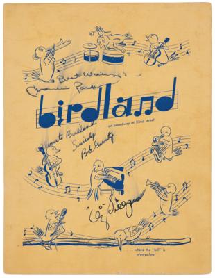 Lot #7480 Charlie Parker and Dizzy Gillespie Signed 'Birdland' Menu - Image 1