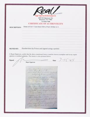 Lot #7488 Prince Handwritten Poem - 'Tangerine' - Image 3