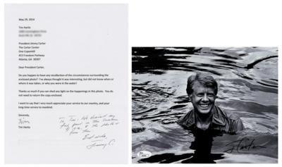 Lot #38 Jimmy Carter (2) Signed Items - Autograph Note and Photograph - Image 1