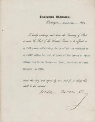 Lot #16 President William McKinley Ratifies the