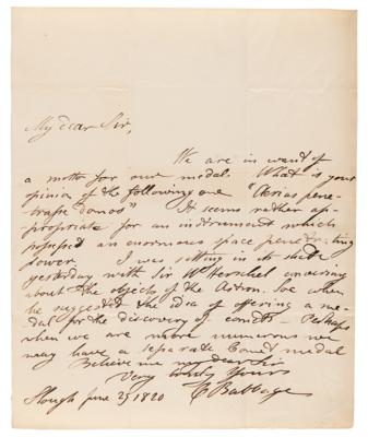 Lot #136 Charles Babbage Autograph Letter Signed,