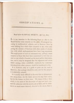 Lot #137 Charles Babbage Signed Book - Observations on the Analogy Which Subsists Between the Calculus of Functions - Image 5